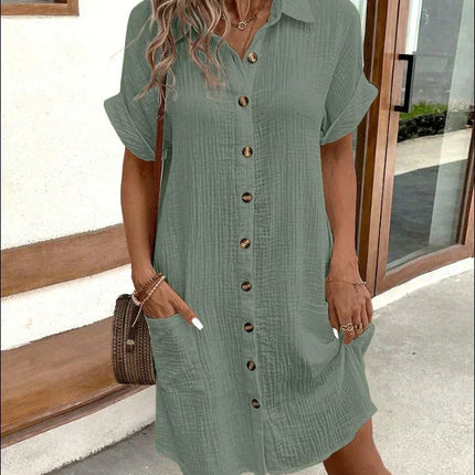 Maris | Relaxed Shirt Mini Dress – Button-Front Style