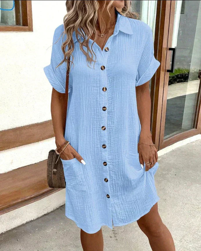 Maris | Relaxed Shirt Mini Dress – Button-Front Style