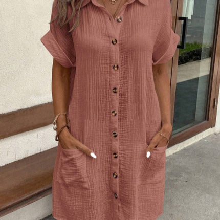 Maris | Relaxed Shirt Mini Dress – Button-Front Style