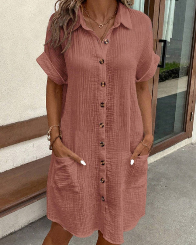 Maris | Relaxed Shirt Mini Dress – Button-Front Style