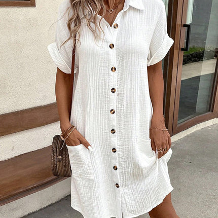 Maris | Relaxed Shirt Mini Dress – Button-Front Style