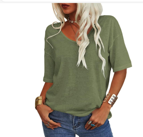 Maristela | Relaxed V-Neck Top for Women – Easy Summer Style