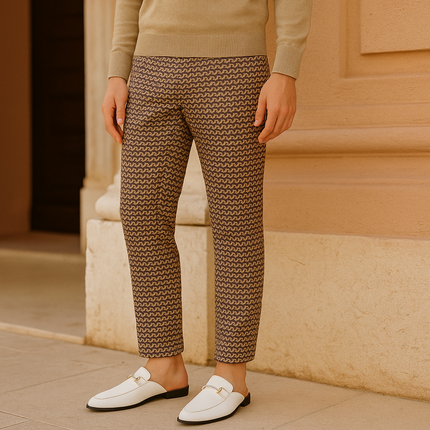 Men’s Backless Loafers with Apron Toe and Metal Detail