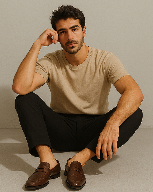 Men’s Backless Penny Loafers with Croc Texture