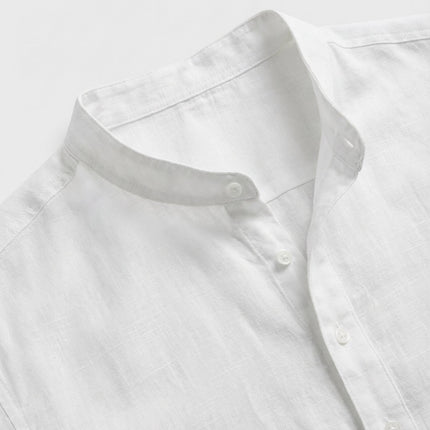Men’s Band Collar Linen Shirt