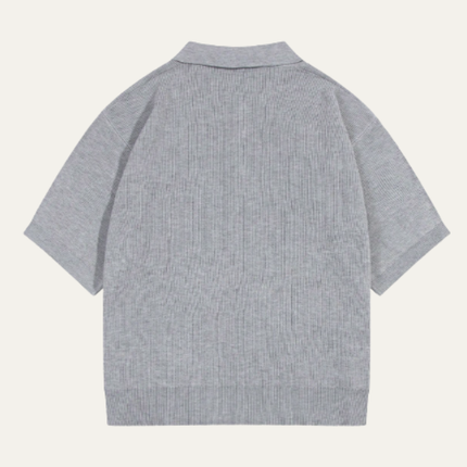 Men’s Casual Solid Color Knitted Polo Shirt