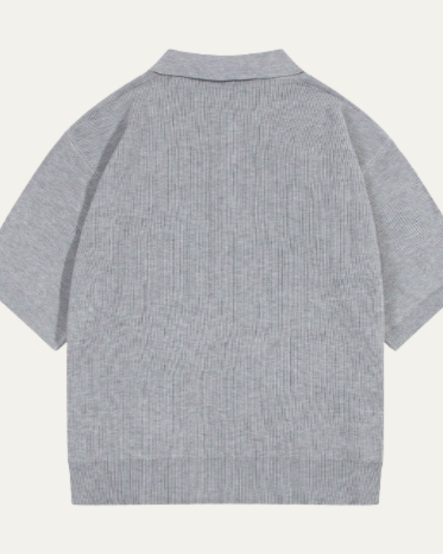 Men’s Casual Solid Color Knitted Polo Shirt