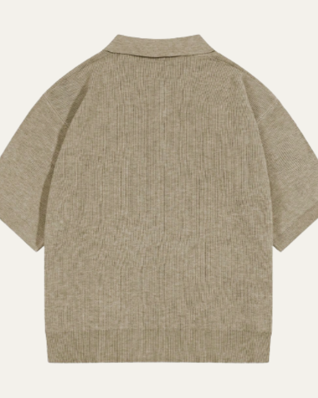 Men’s Casual Solid Color Knitted Polo Shirt