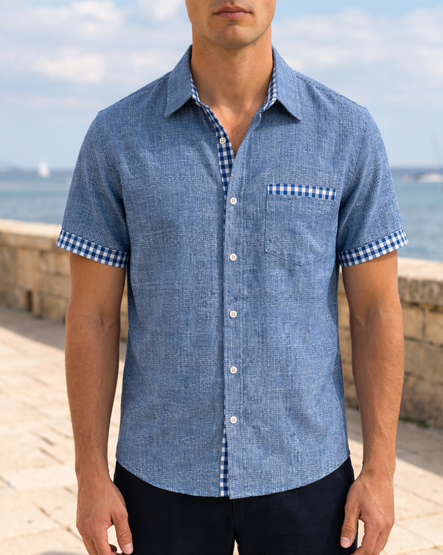 Men’s Contrast Trim Pocket Shirt