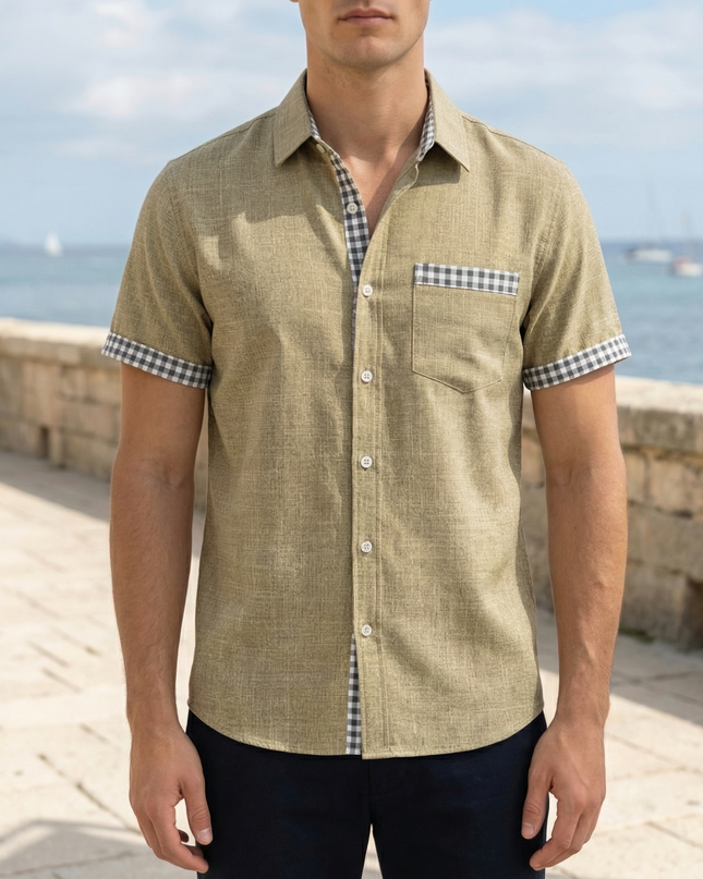 Men’s Contrast Trim Pocket Shirt