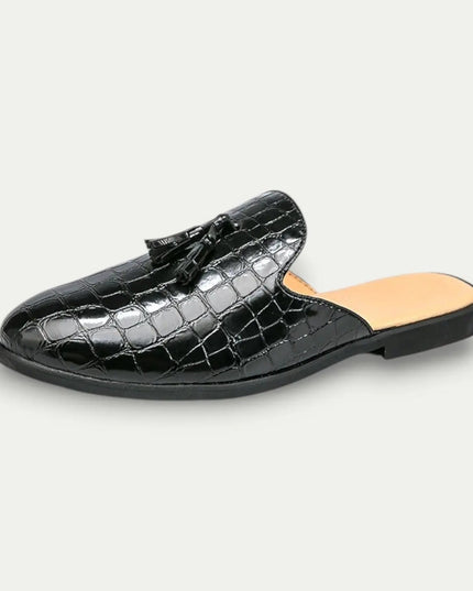 Men’s Croc Texture Tassel Mule Loafers