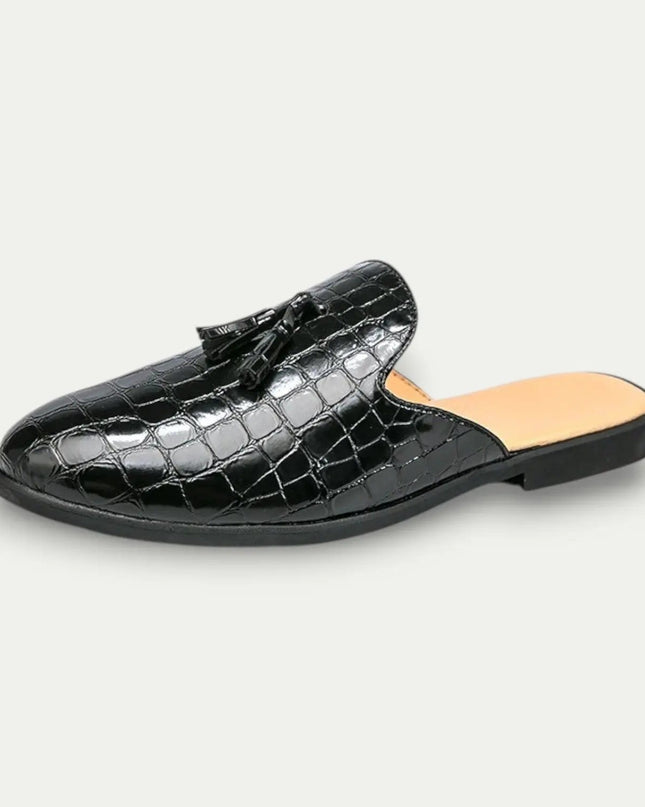Men’s Croc Texture Tassel Mule Loafers