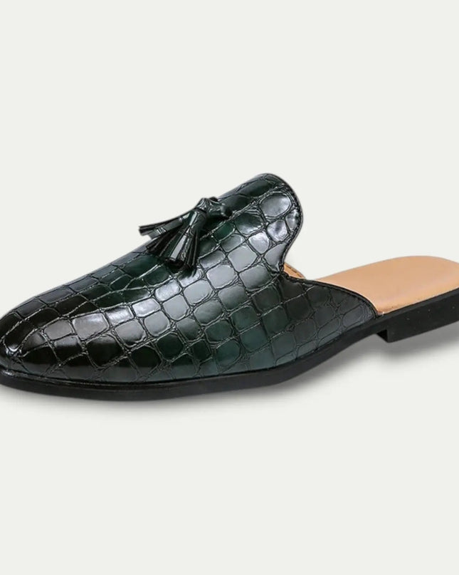 Men’s Croc Texture Tassel Mule Loafers