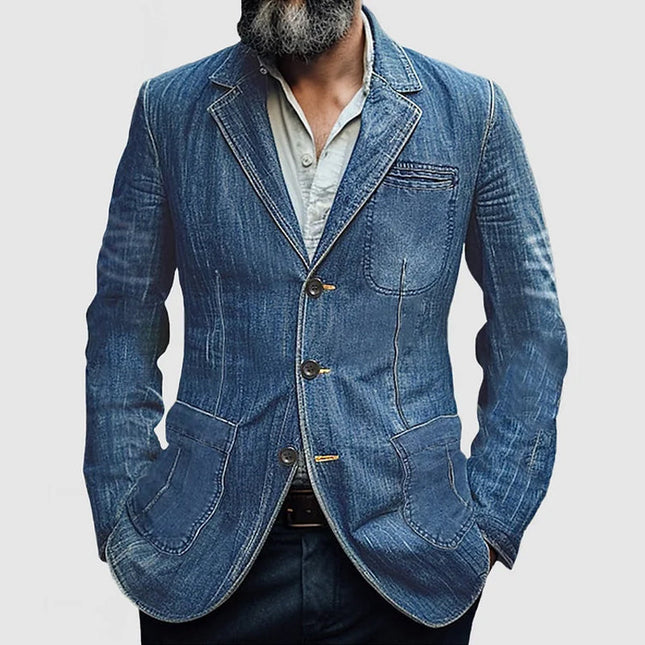 Men’s Denim Style Tailored Blazer