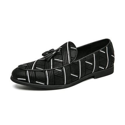 Men’s Geometric Pattern Tassel Loafers