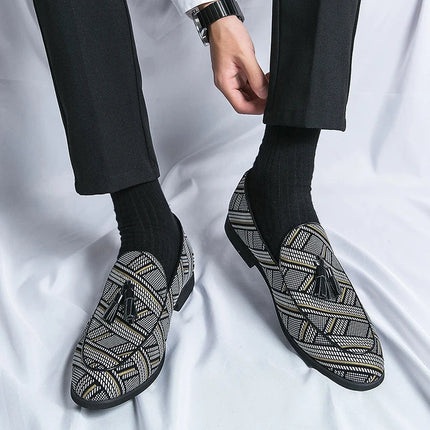 Men’s Geometric Pattern Tassel Loafers