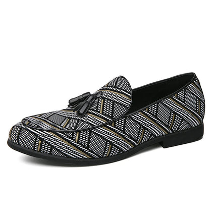 Men’s Geometric Pattern Tassel Loafers