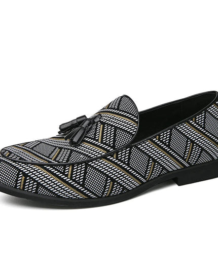 Men’s Geometric Pattern Tassel Loafers