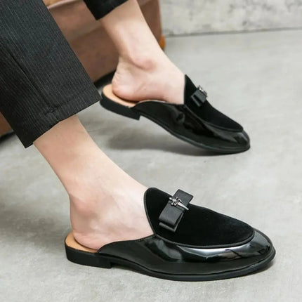 Men’s Gloss Panel Mule Loafers