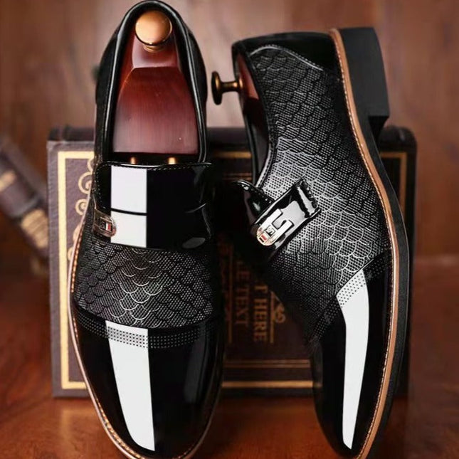 Men’s Gloss Panel Textured Slip-On Loafers