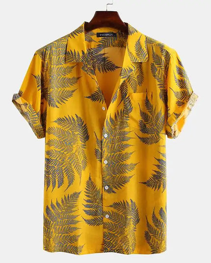 Men’s Leaf Print Short Sleeve Shirt