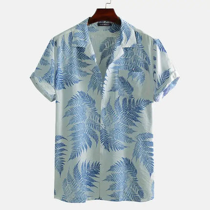 Men’s Leaf Print Short Sleeve Shirt