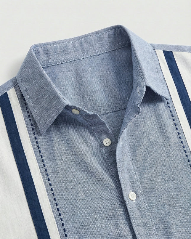 Men’s Panel Stripe Short Sleeve Shirt