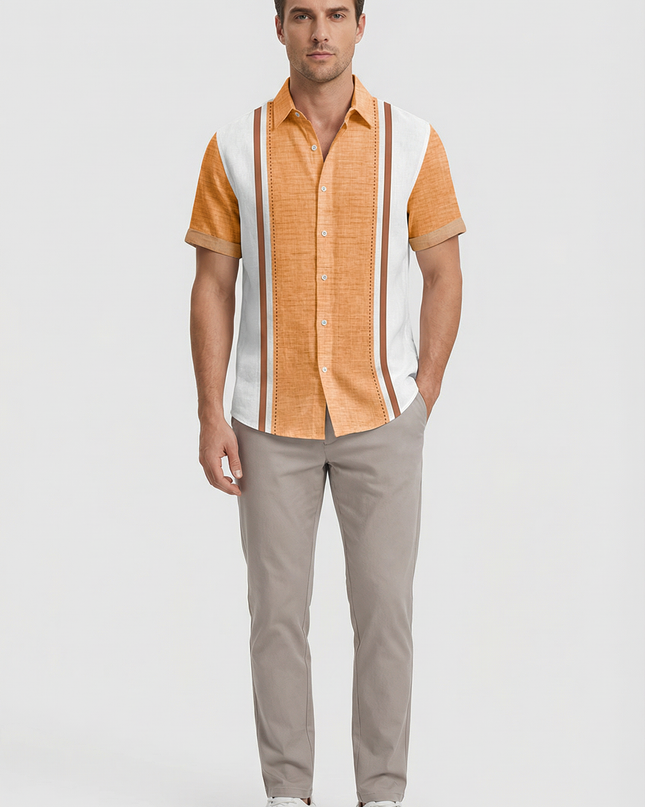 Men’s Panel Stripe Short Sleeve Shirt