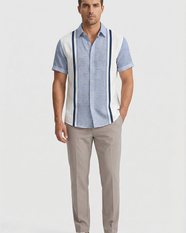 Men’s Panel Stripe Short Sleeve Shirt