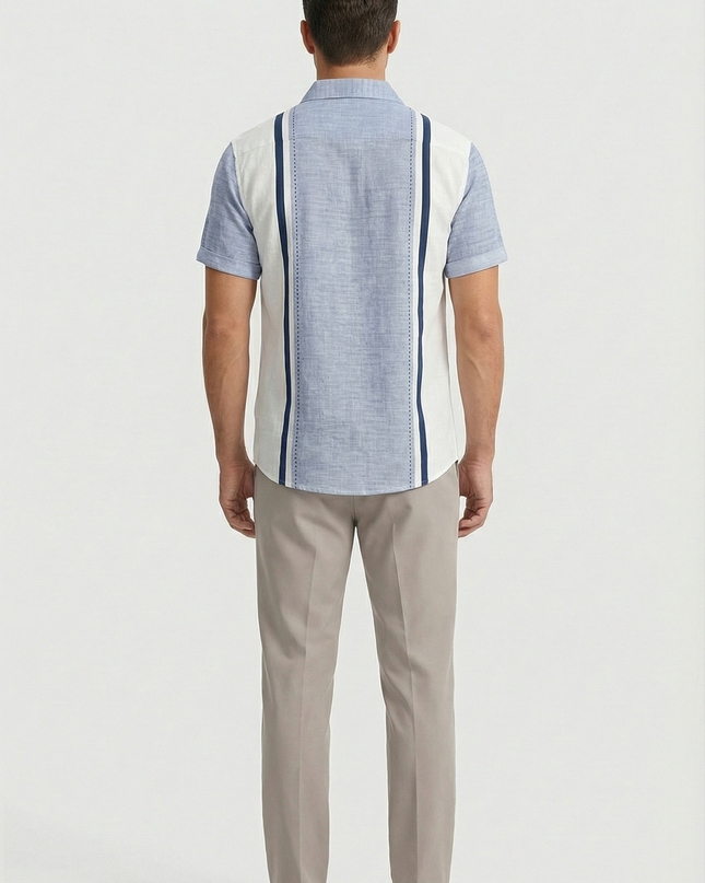 Men’s Panel Stripe Short Sleeve Shirt