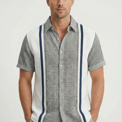 Men’s Panel Stripe Short Sleeve Shirt
