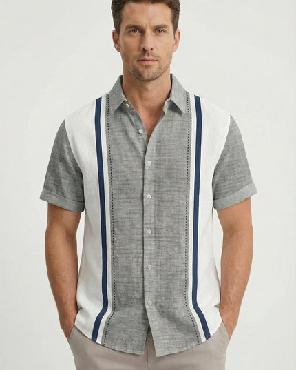 Men’s Panel Stripe Short Sleeve Shirt