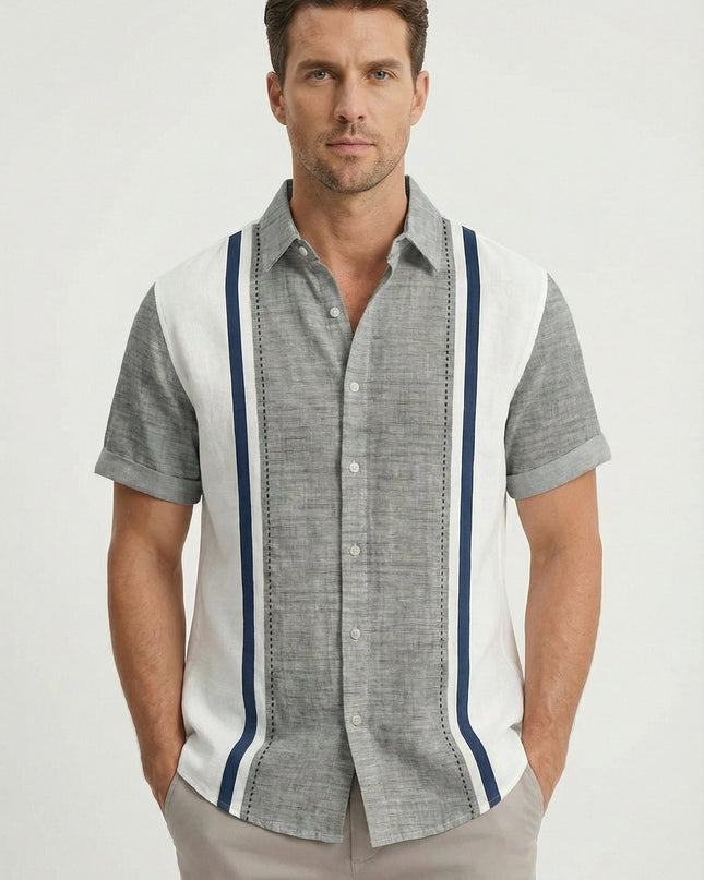 Men’s Panel Stripe Short Sleeve Shirt