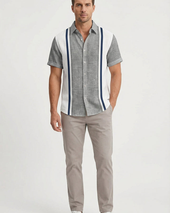 Men’s Panel Stripe Short Sleeve Shirt