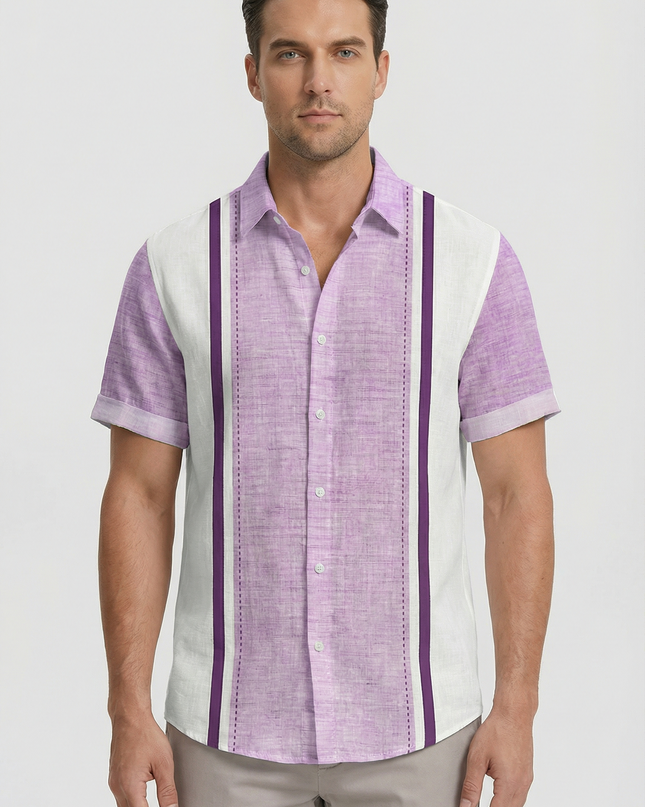 Men’s Panel Stripe Short Sleeve Shirt