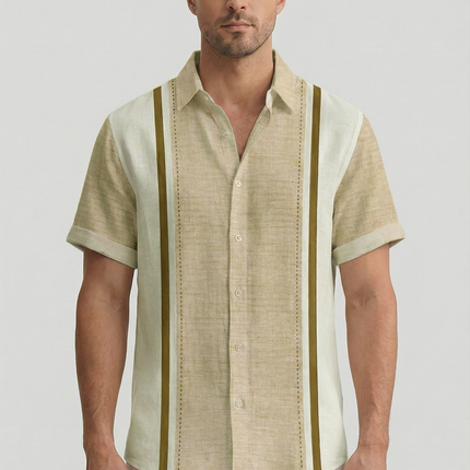 Men’s Panel Stripe Short Sleeve Shirt