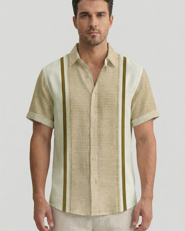 Men’s Panel Stripe Short Sleeve Shirt