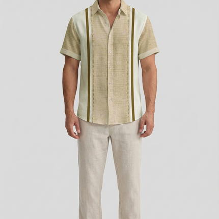 Men’s Panel Stripe Short Sleeve Shirt