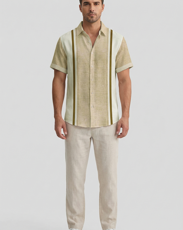 Men’s Panel Stripe Short Sleeve Shirt