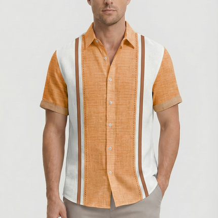 Men’s Panel Stripe Short Sleeve Shirt