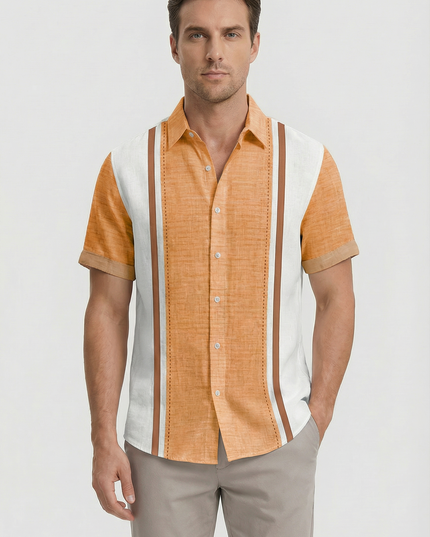 Men’s Panel Stripe Short Sleeve Shirt