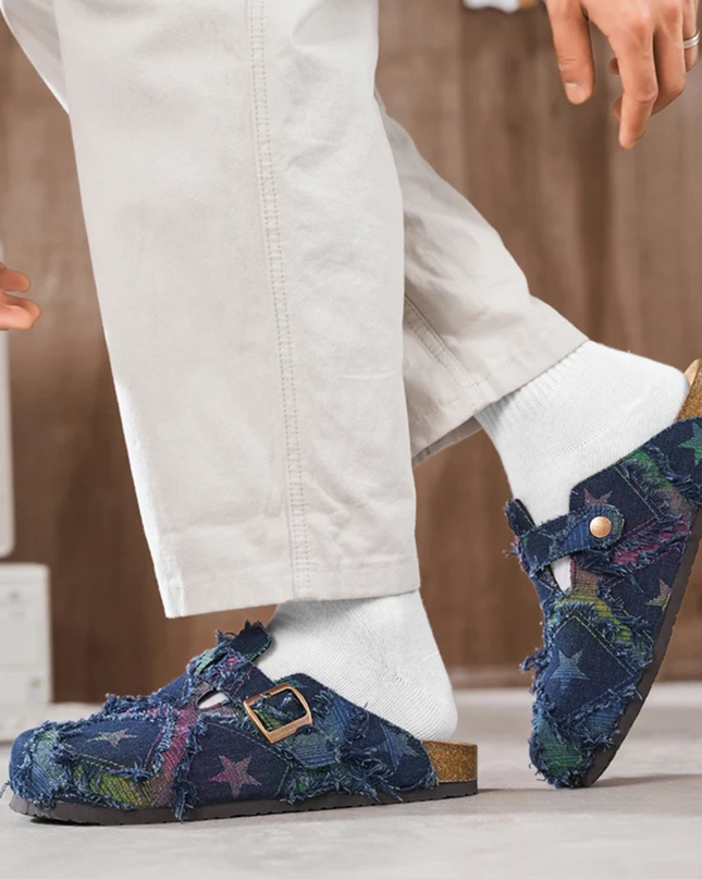 Men’s Patchwork Buckle Strap Slide Sandals