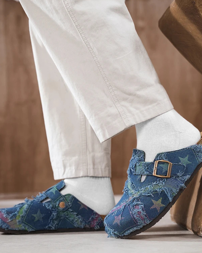 Men’s Patchwork Buckle Strap Slide Sandals