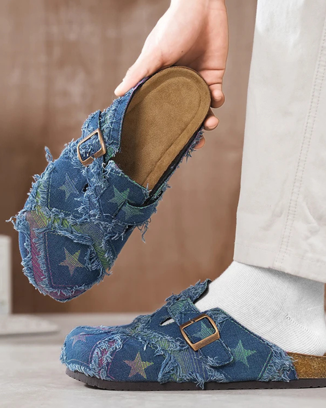 Men’s Patchwork Buckle Strap Slide Sandals