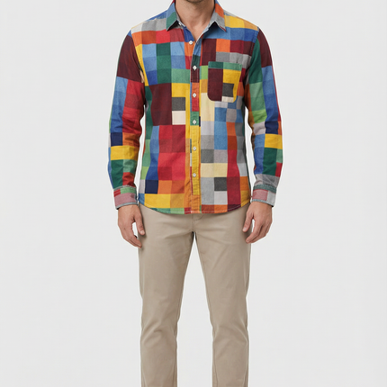 Men’s Patchwork Button Shirt