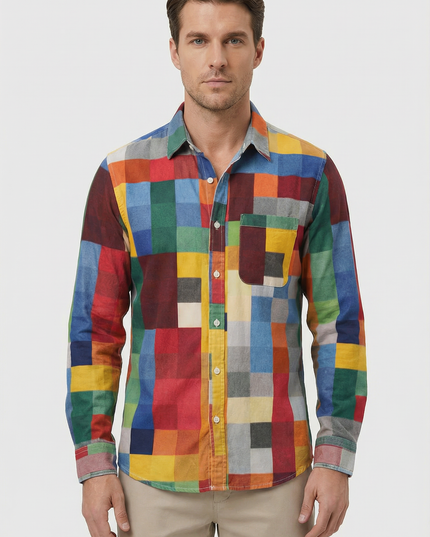 Men’s Patchwork Button Shirt