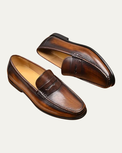 Men’s Penny Loafers with Apron Toe and Slip-On Design