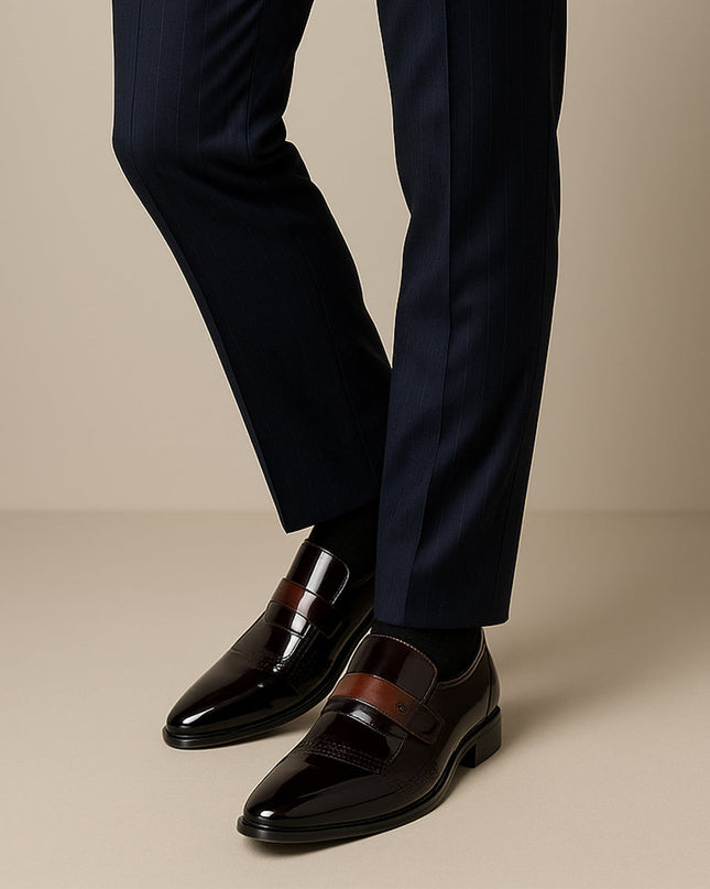 Men’s Penny Loafers with Panel Detail and Low Block Heel