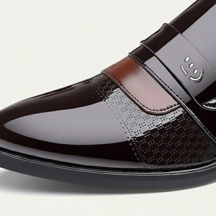 Men’s Penny Loafers with Panel Detail and Low Block Heel