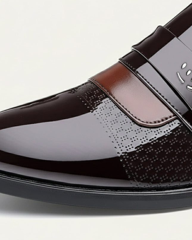 Men’s Penny Loafers with Panel Detail and Low Block Heel